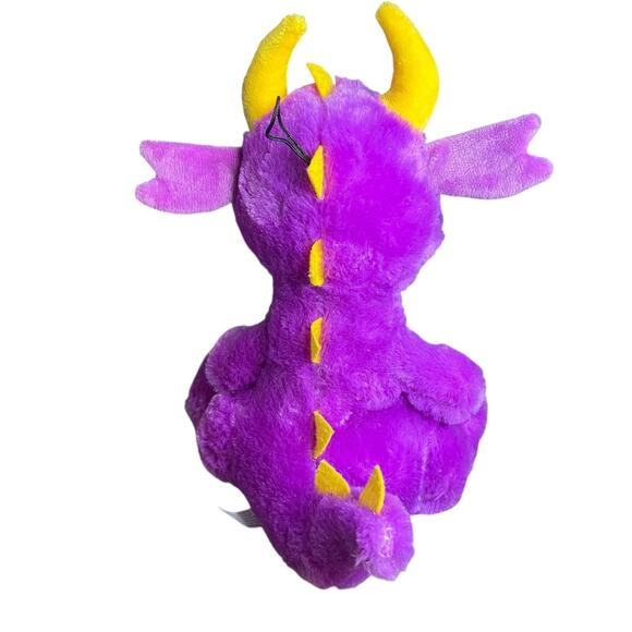 BJ TOY COMPANY Purple & Yellow Spyro Dragon with Horns 10in Plush Kids Toy - Picture 3 of 9